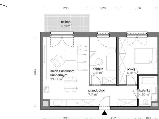 Mieszkanie 56,9m²