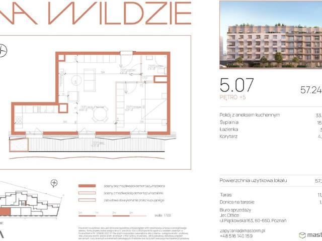 Mieszkanie, 57.24 m2, 2 pokoje
