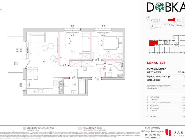 Mieszkanie 57,6m²