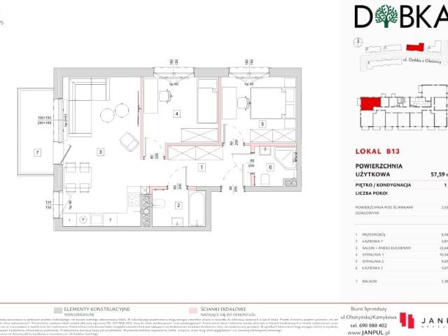 Mieszkanie 57,6m²
