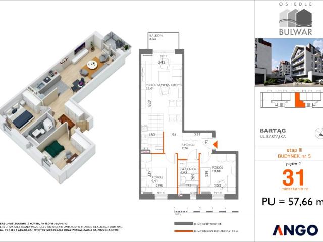 Mieszkanie 57,7m²