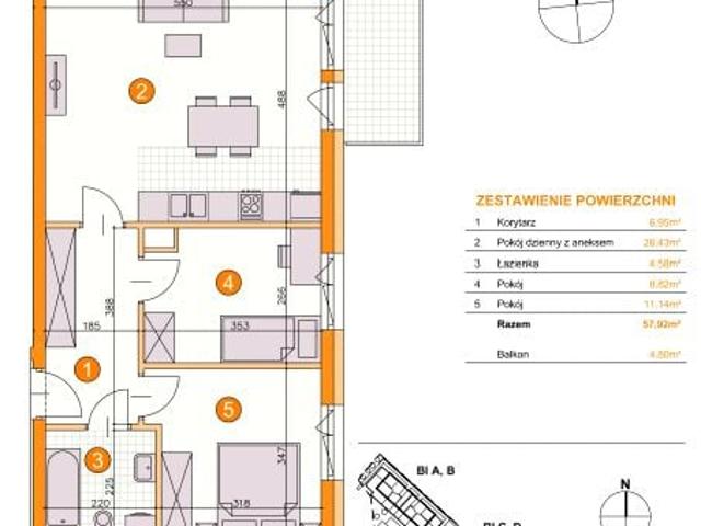 Mieszkanie 57,9m²