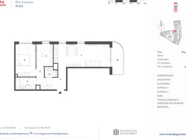 Mieszkanie 58,1m²