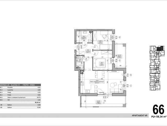 Mieszkanie 58,3m²