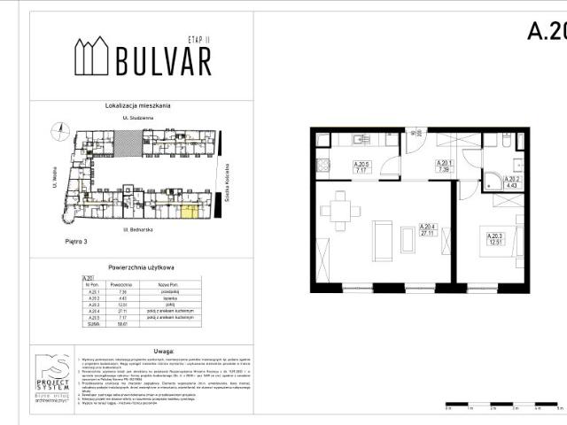 Mieszkanie 58,6m²