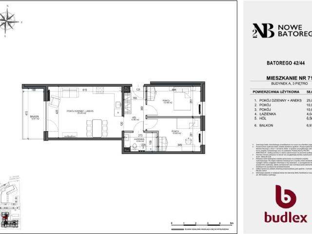 Mieszkanie 58m²