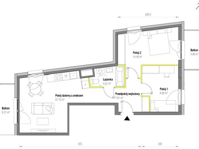 Mieszkanie 58m²
