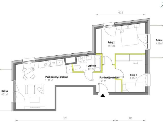 Mieszkanie 58m²