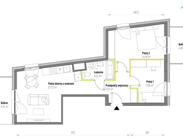 Mieszkanie 58m²