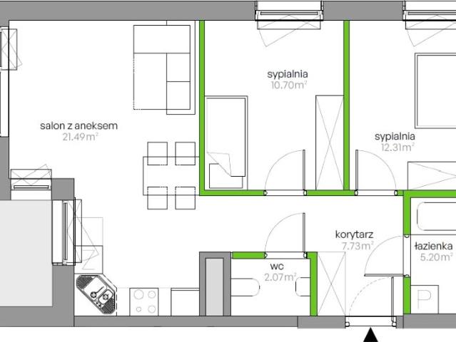 Mieszkanie 59 m², Warszawa