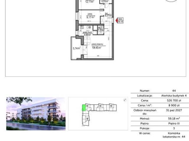 Mieszkanie 59,2m²