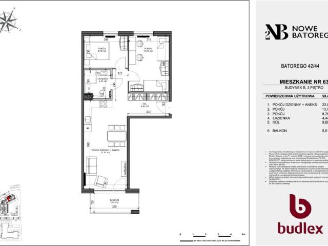 Mieszkanie 59,4m²