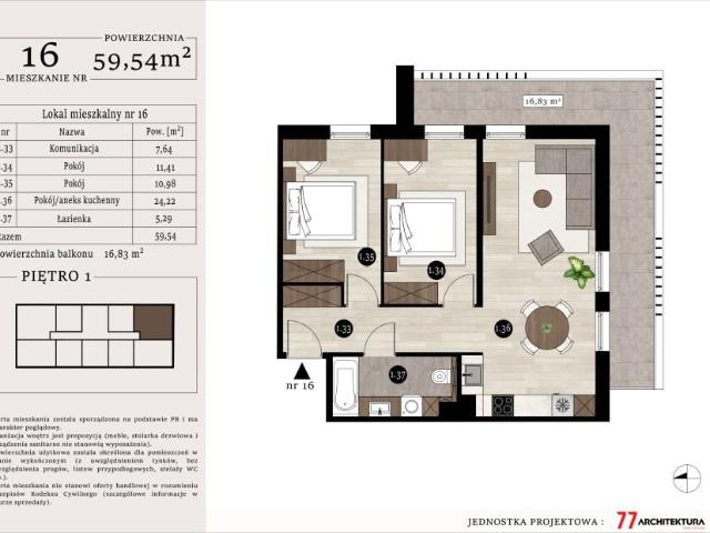 Mieszkanie 59,5m²