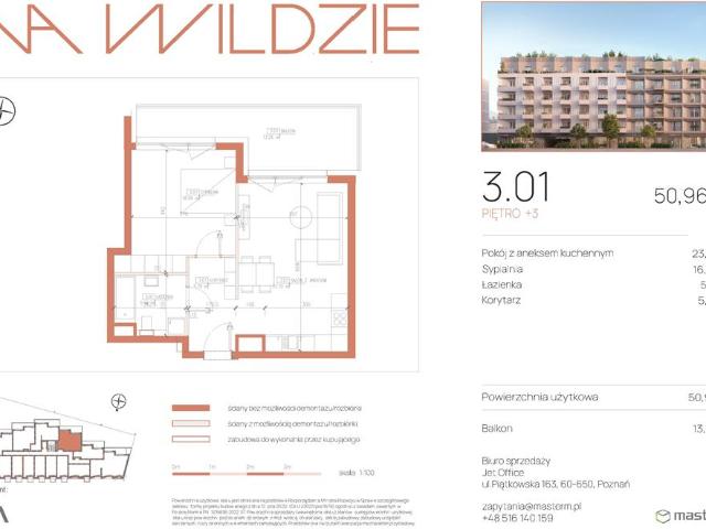 Mieszkanie, 50.96 m2, 2 pokoje