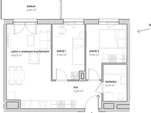 Mieszkanie 51,2m²