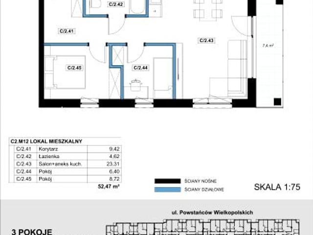 Mieszkanie 52,5m²