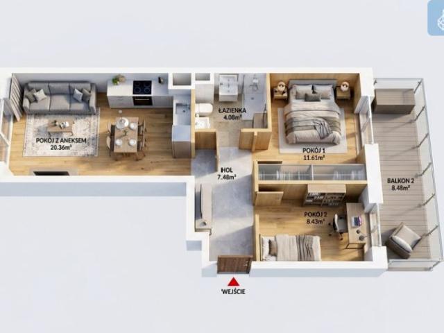 Mieszkanie 53 m², Warszawa