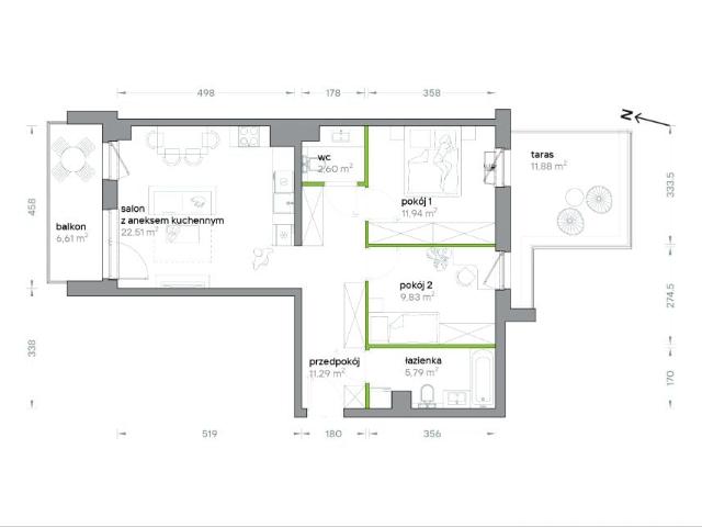 Mieszkanie 64m²