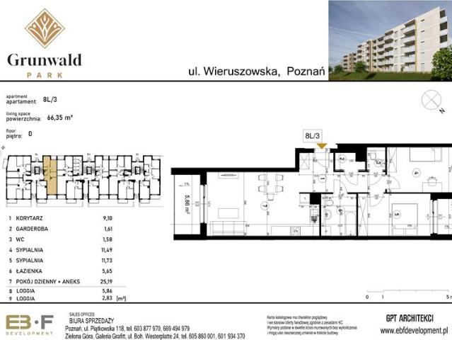 Mieszkanie, Poznań, 66.35 m2, 3 pokoje