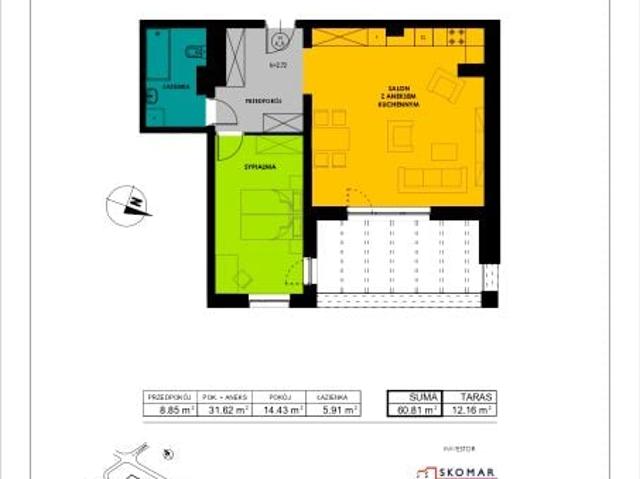 Mieszkanie 60,8m²
