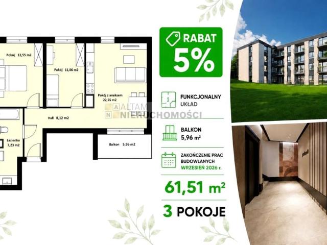 Mieszkanie 61,51 m², Kraków