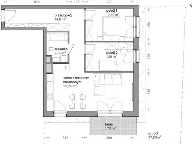 Mieszkanie 61,7m²