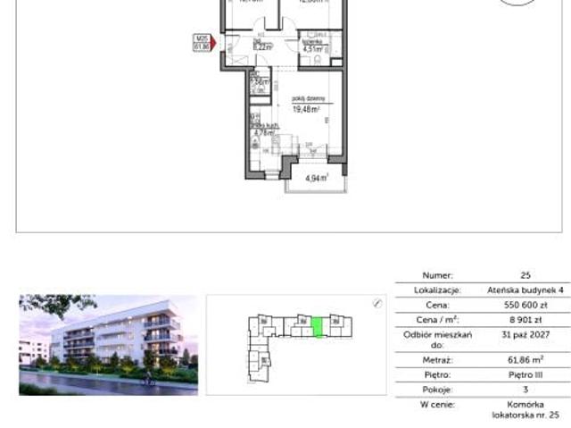 Mieszkanie 61,9m²