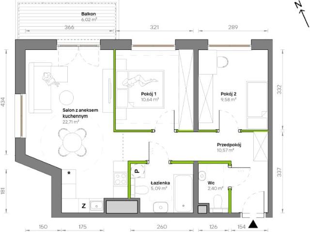 Mieszkanie 61m²