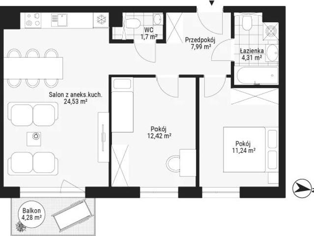 Mieszkanie 62,1m²