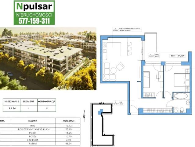 Mieszkanie 63,94 m², Opole
