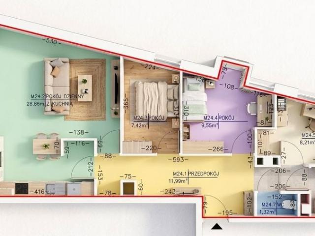 Mieszkanie 71,39 m², Lublin