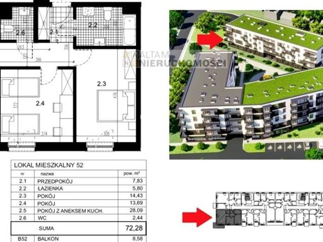 Mieszkanie 72,28 m², Kraków