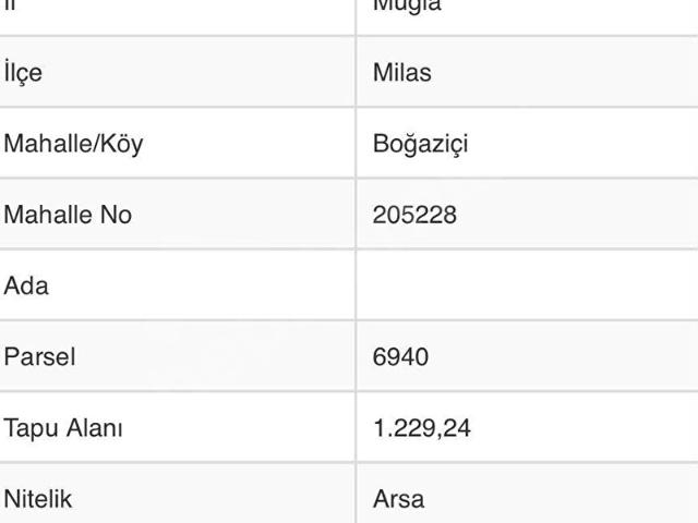Milas Boğaziçi Deniz Manzaralı Satılık Arsa
