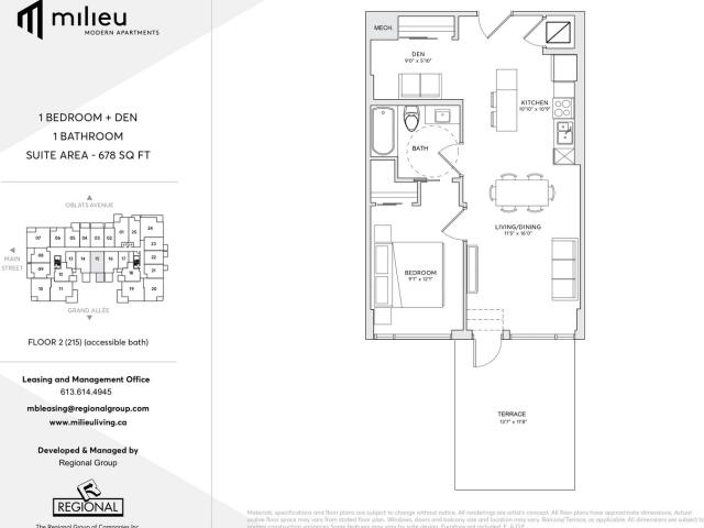 Milieu & Ballantyne Apartments 1 Bedroom + 1 Bathroom + Den.M15. [object Promise] for Rent