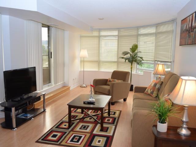Mississauga Furnished Condo Rental at Grand Ovation Spacious 2 Bedroom 2 Bathroom Suite with Balcony and Weekly Maid Service