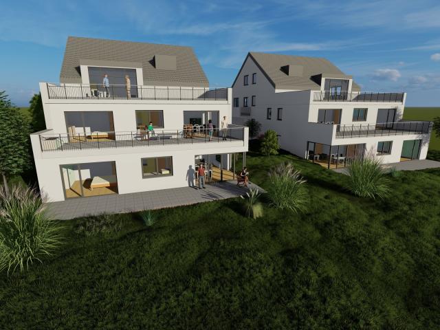 Mit Wärmepumpe und Solar Sonderpreis! Die ersten drei Käufer sparen 10% ! 38 m² Terrasse mit Blick über Weinreben bis Belvedere familientauglich