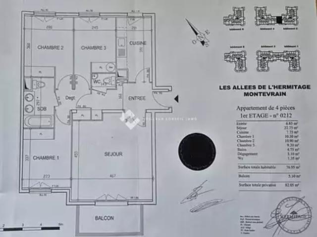 Montévrain 77144 Achat / Vente appartement 4 pièces t4