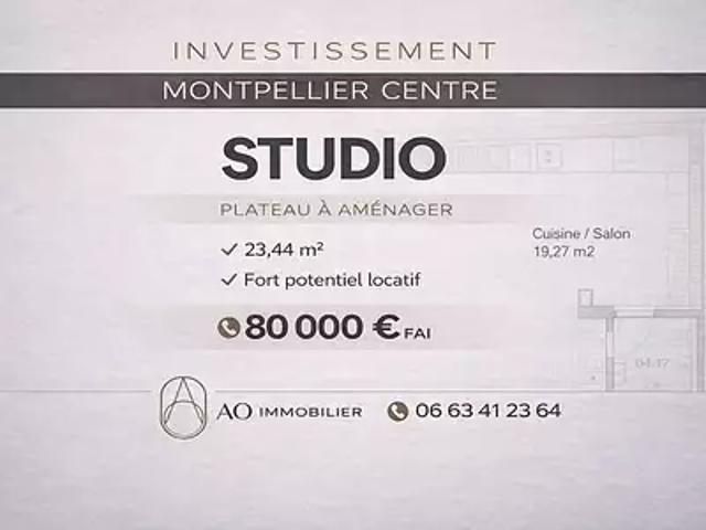 Montpellier 34000 Achat / Vente appartement 1 pièce t1 au dernier étage
