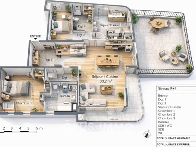 MONTPELLIER, appartement à vendre, 5 pièces, 98 m²