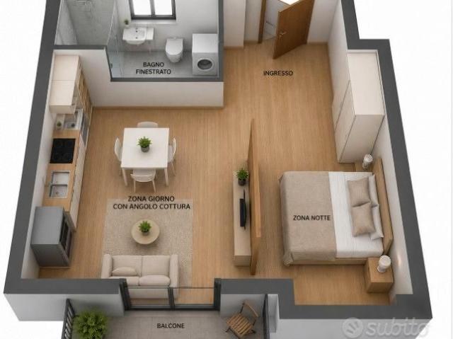 Monolocale arredato con balcone a Gavirate