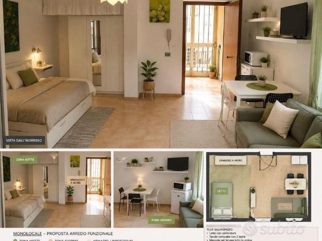 Monolocale con giardino e cucina