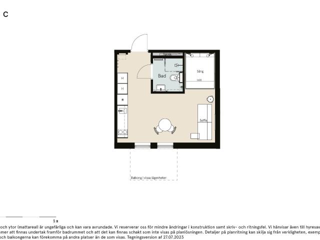 Möblerad och multifunktionell lägenhet med tillgån 28 m² 9 681 kr
