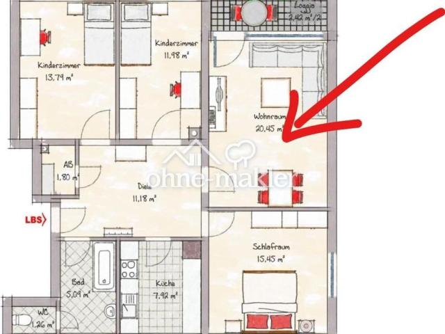 möbliertes Zimmer in 4er Wohngemeinschaft *luxussaniert!