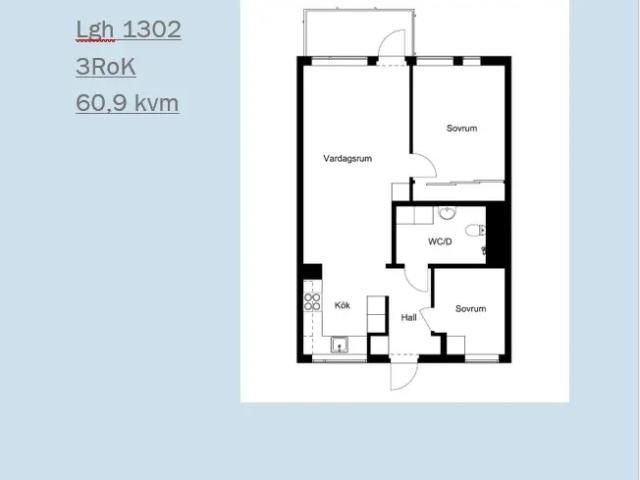 Modern 3 rok högst upp på Stenskeppsvägen 61 m² 10 810 kr