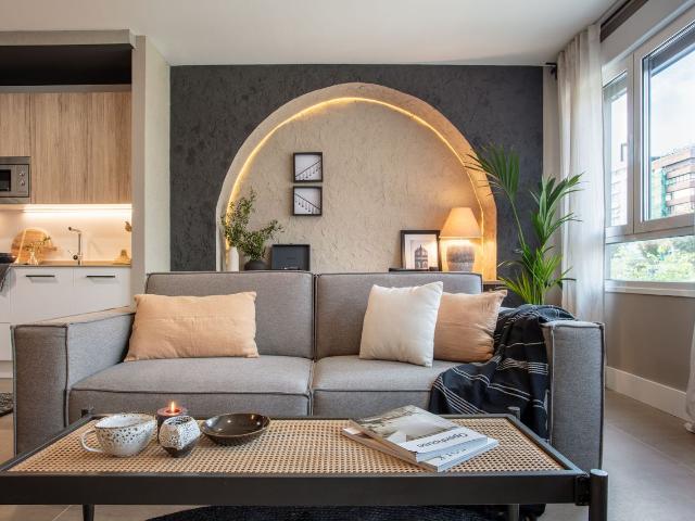 Modern 1 Bedroom Apartment with Saharan Inspired Design and Private Workspace, Madrid Amsterdam Apartments for Rent