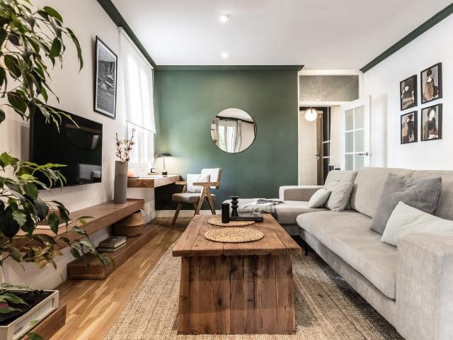 Modern 2 Bedroom Apartment with Vibrant Geometric Design and Private Workspace in Salamanca, Madrid Amsterdam Apartments for Rent