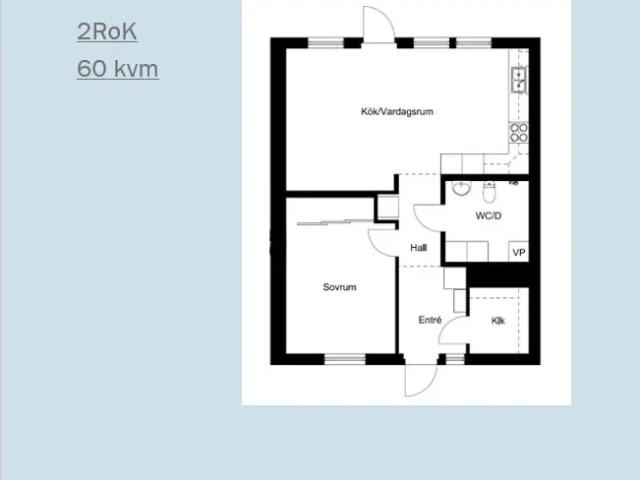 Modern 2 rok i markplan med uteplats i söderläge 60 m² 10 274 kr