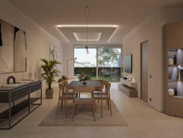 Moderna villetta a schiera di testa con giardino privato, di nuova edificazione