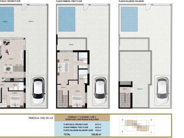 Modernas villas adosadas con piscina privada en Santiago de la Ribera