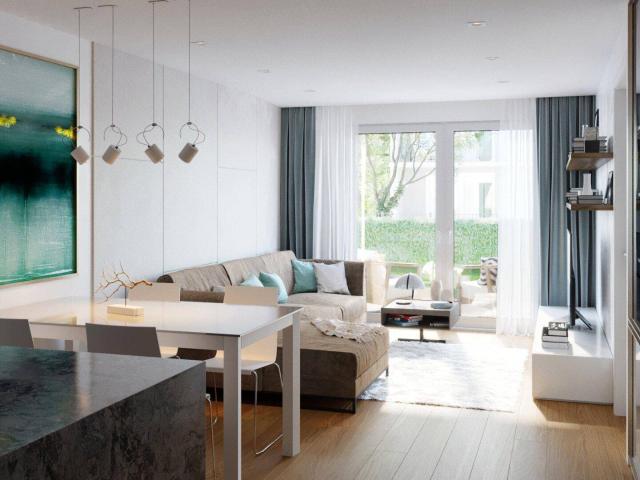 Moderne Gartenwohnung in begehrter Lage Erstbezug mit 2 Zimmern, Terrasse und Garten